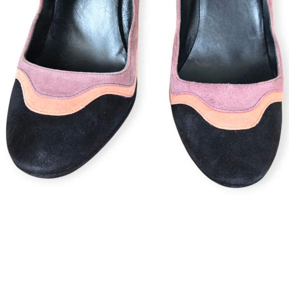 Prada Camoscio Y2K Spring 2008 Archive Suede Wave Scallop Trim Pumps IT 39 US 9 - Picture 5 of 10